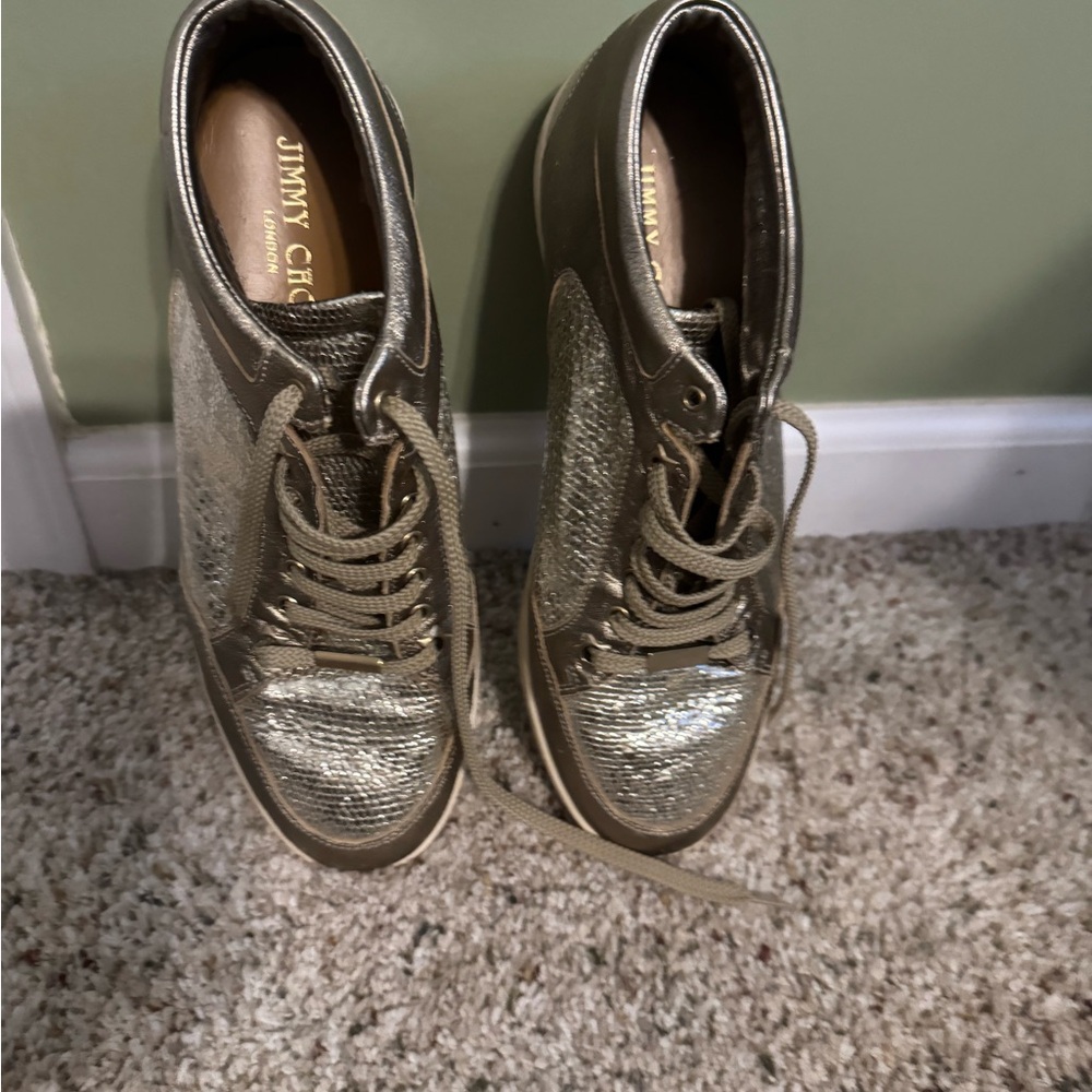Jimmy Choo Metallic Gold Sneakers